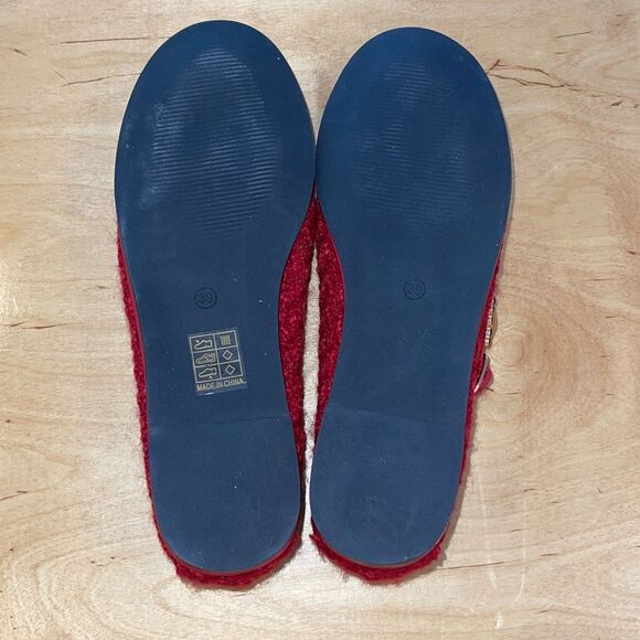 Cider FAUX PEARL & FLOWER DECOR TWEED MARY JANE FLATS Red Size 39 US 8.5 - Picture 5 of 6